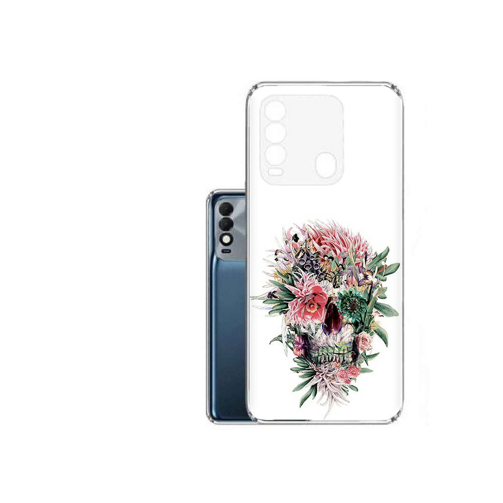 

Чехол MyPads Tocco для Tecno Spark 8 череп из цветов, Прозрачный, Tocco