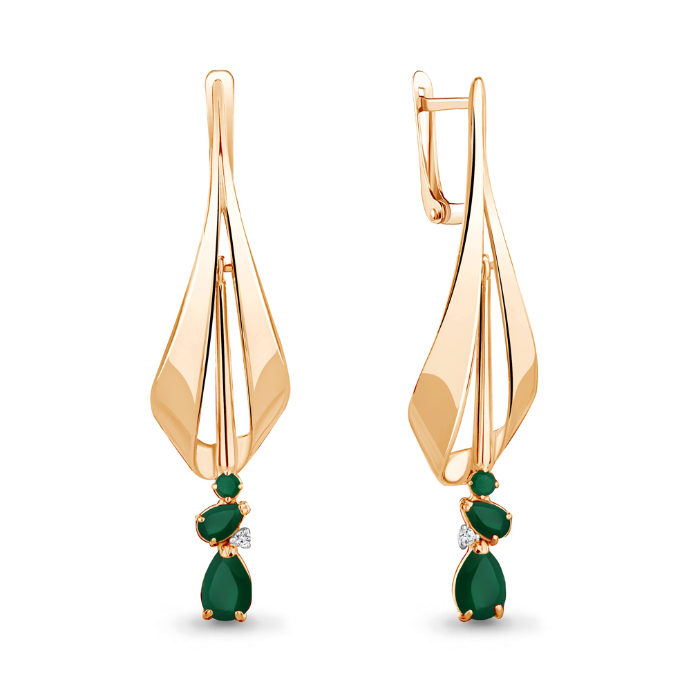 

Серьги подвески из серебра Aquamarine 4761609А_925_з, агат/фианит, 4761609А_925_з
