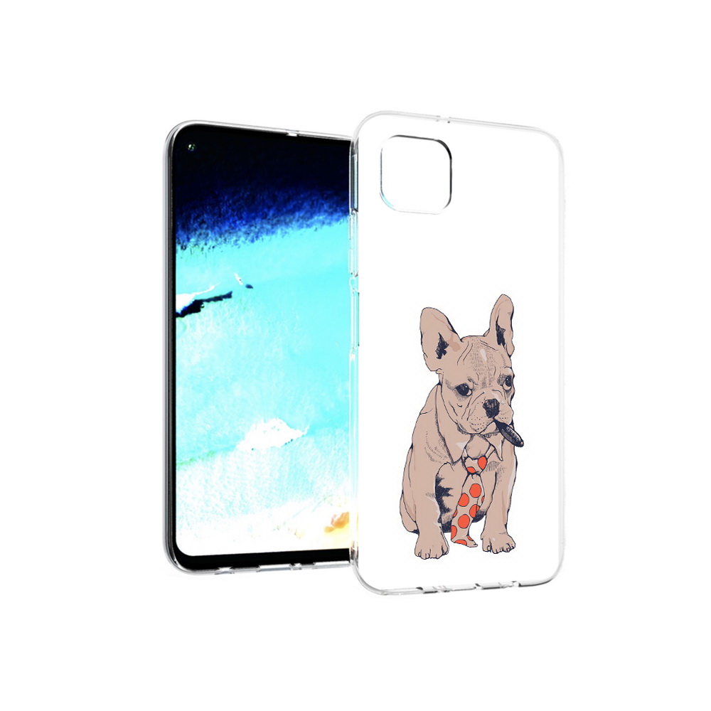 

Чехол MyPads Tocco для Huawei Nova 6 SE бульдог с сигарой, Прозрачный, Tocco