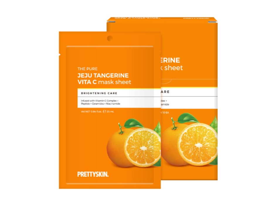 Маска тканевая Prettyskin The Pure Jeju Tangerine Vita C Mask увлажняющая 25 мл 129₽