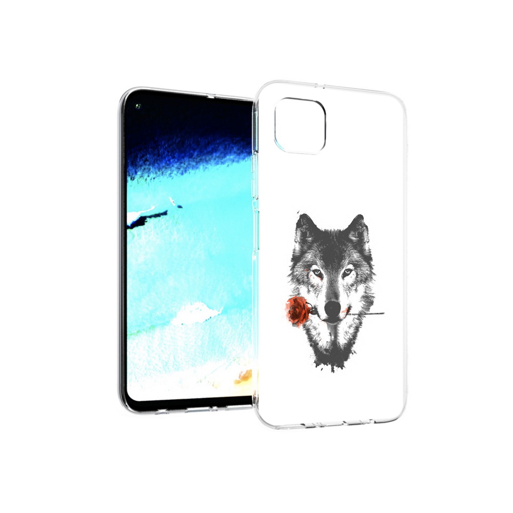 

Чехол MyPads Tocco для Huawei Nova 6 SE волк с розой, Прозрачный, Tocco