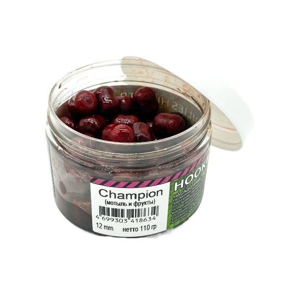 

Бойлы RHINO BAITS вареные насадочные Champion (мотыль и фрукты) 12mm 110гр