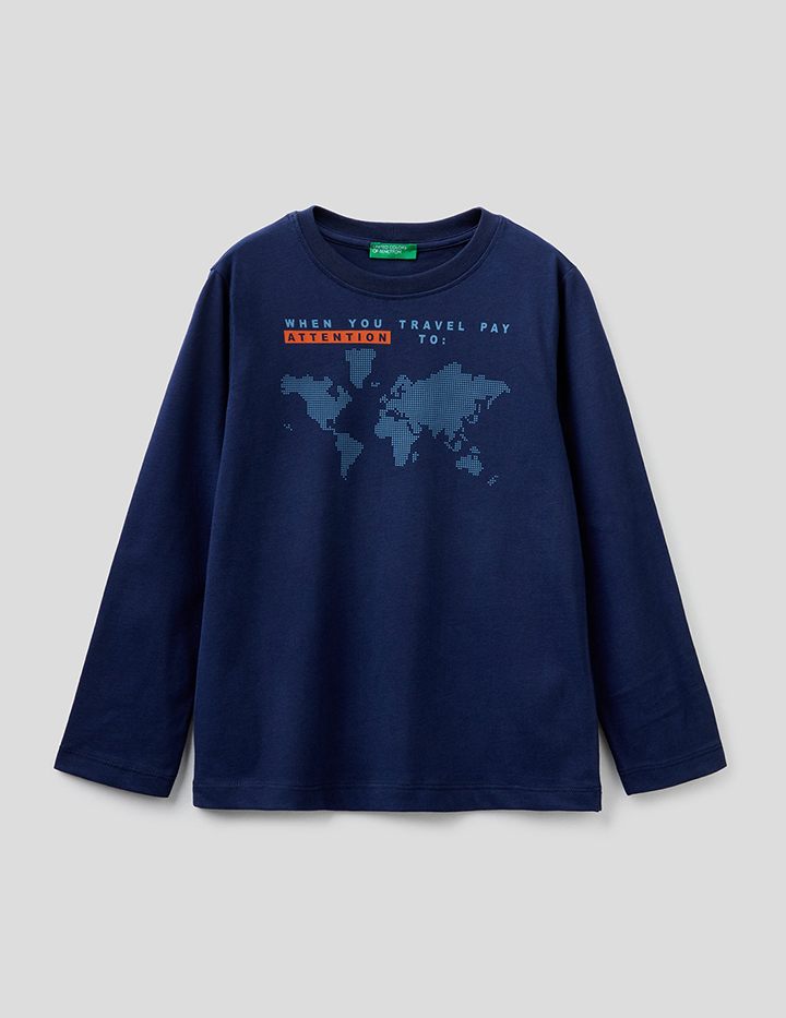 

Лонгслив для мальчиков Benetton цв. синий р.116, 21A_3ATNC15EL
