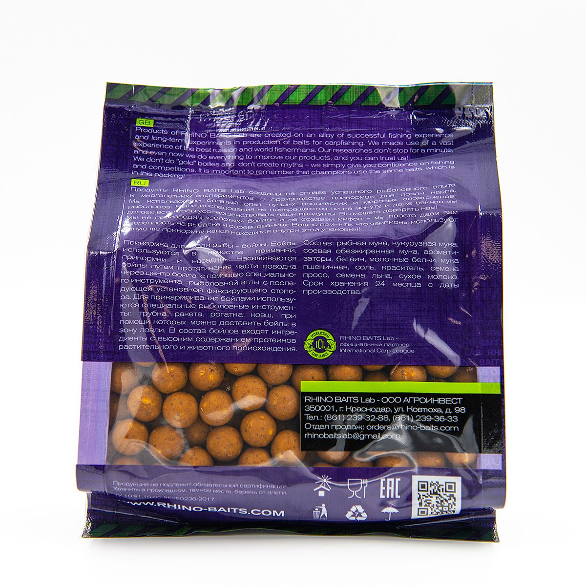 

Бойлы RHINO BAITS насадочные Rhino Honey (мед), 14 мм, пакет 0,5 кг