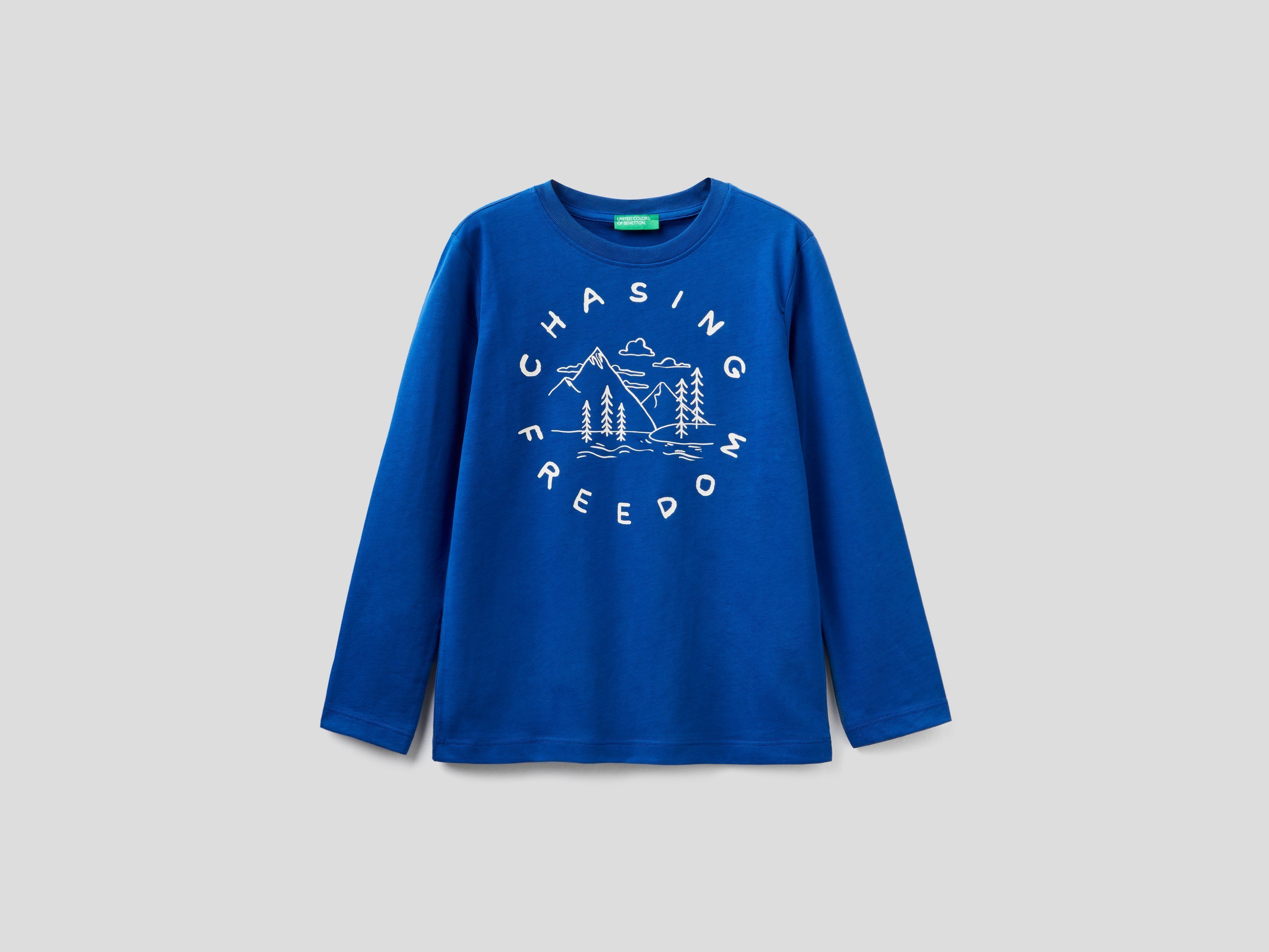 фото Лонгслив для мальчиков benetton цв. синий р.140 united colors of benetton