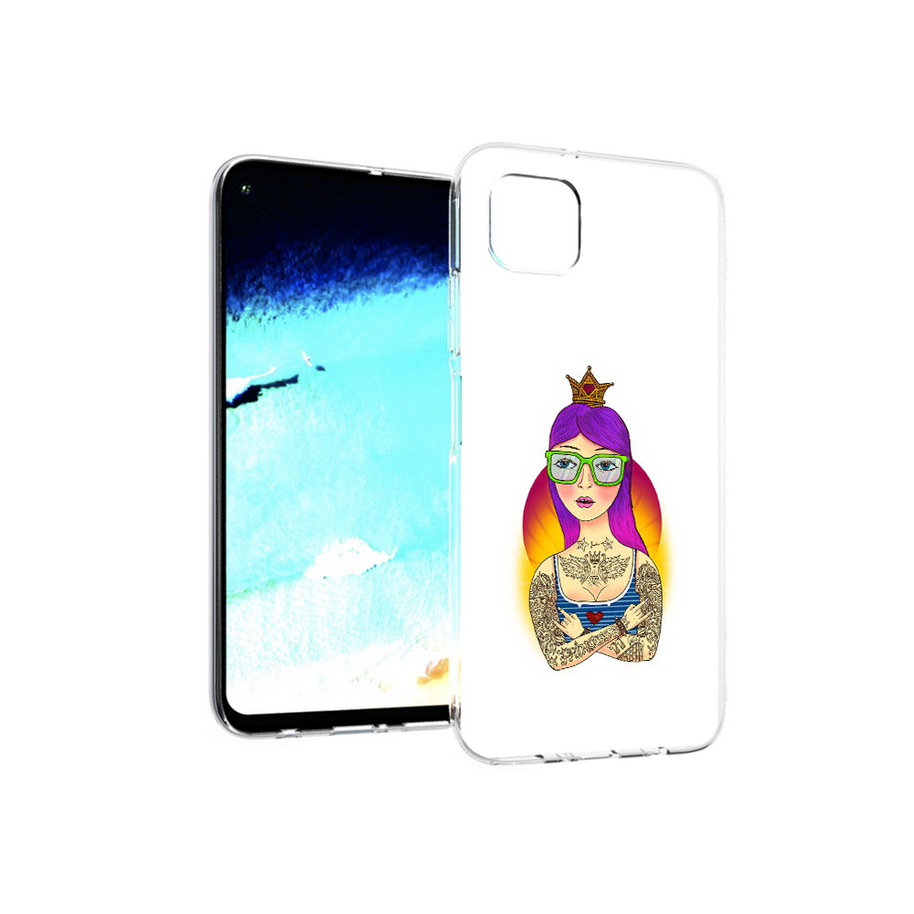Чехол MyPads Tocco для Huawei Nova 6 SE девушка в татуировках с короной