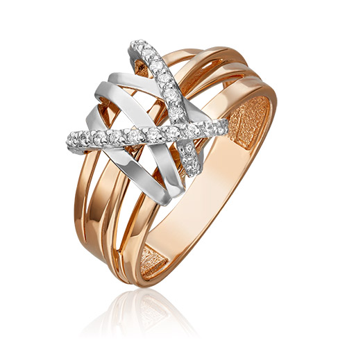

Кольцо из комбинированного золота с фианитом р. 19 PLATINA jewelry 01-5424-00-401-1111-24, 01-5424-00-401-1111-24