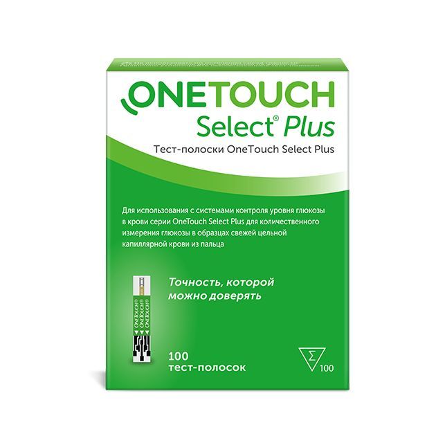 Тест-полоски для глюкометра OneTouch Select Plus, 100 шт