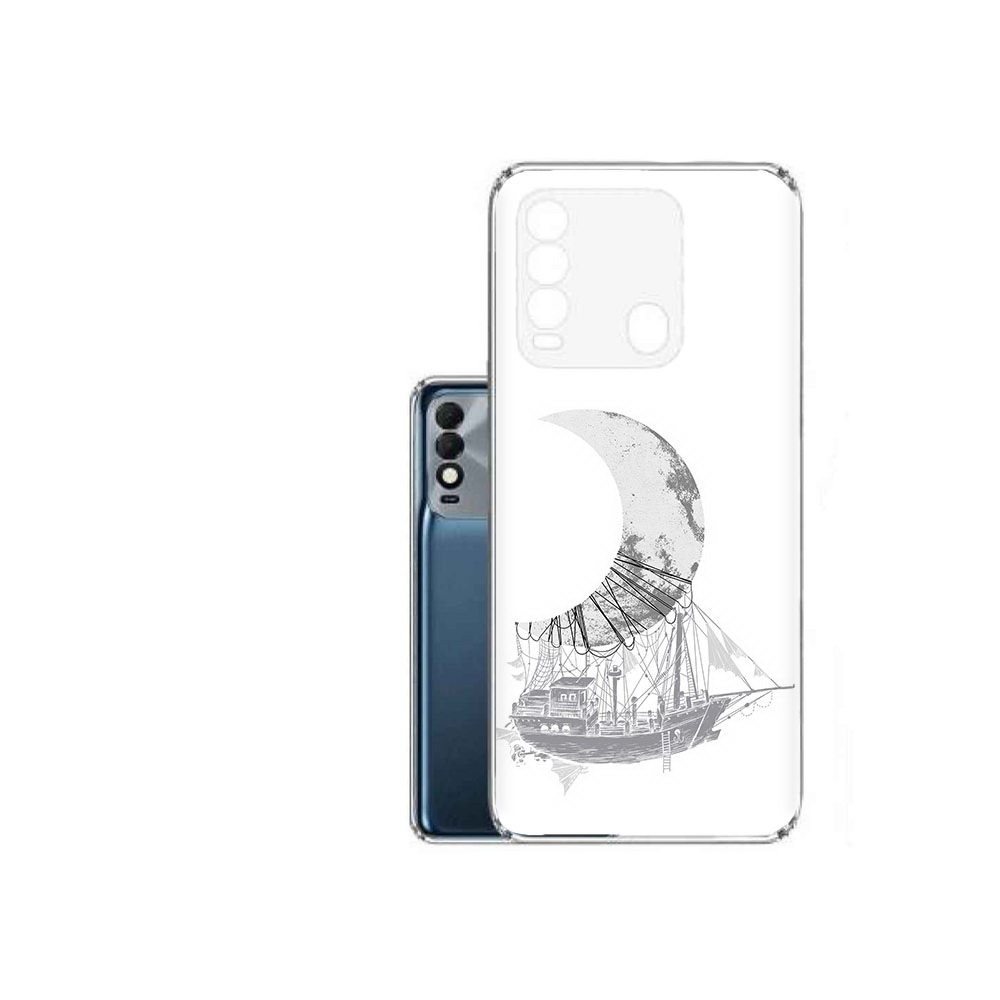 

Чехол MyPads Tocco для Tecno Spark 8 черно белый корабль полумесяц, Прозрачный, Tocco