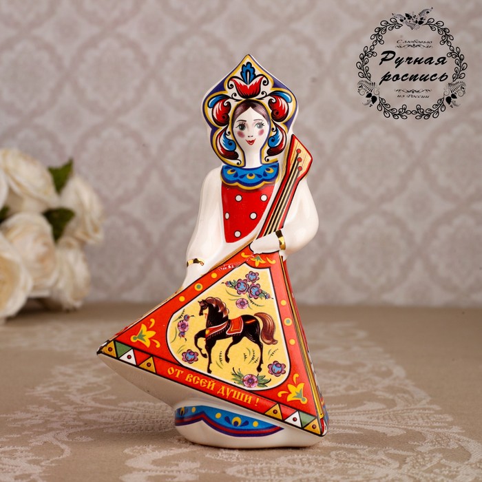 

Сувенир кукла "С балалайкой", 12 см, керамика