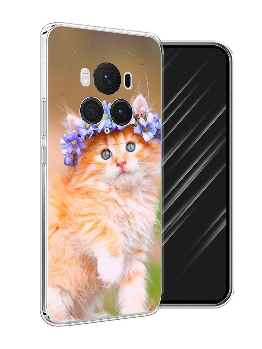 

Чехол Awog на Honor Magic 6 Pro "Рыжий кот в венке", Коричневый;синий, 6123750-1