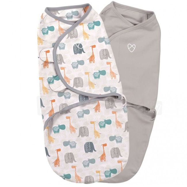 

Конверт на липучке swaddleme, размер s/m, (2шт.), серый/ богемные джунгли, SwaddleMe
