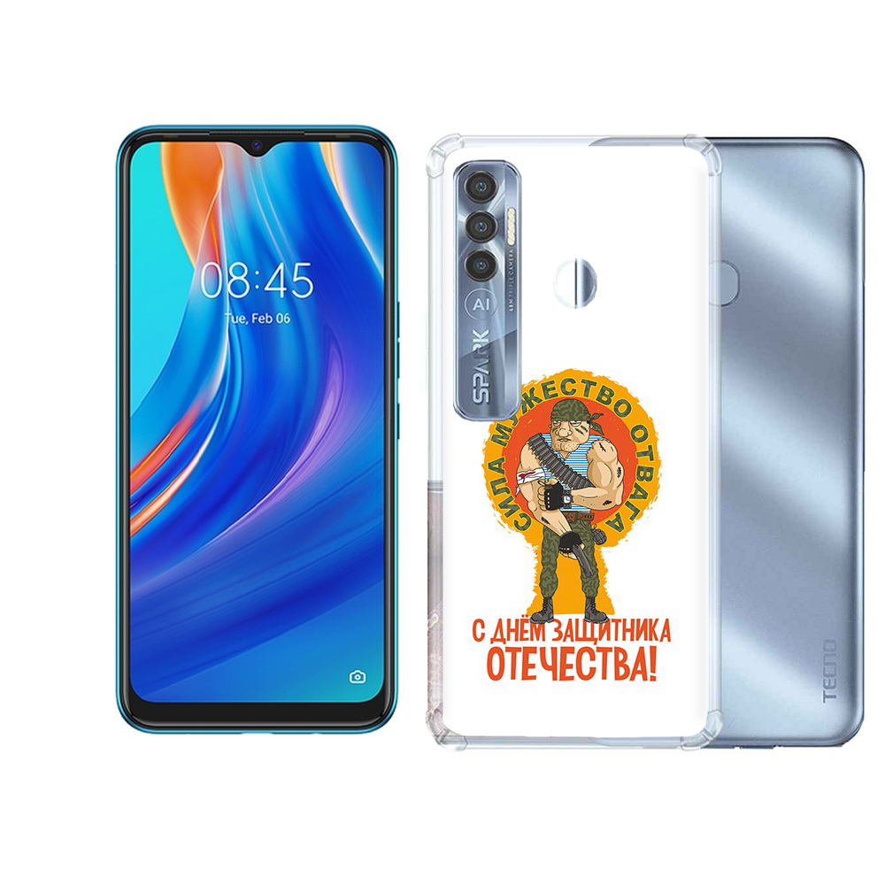 

Чехол MyPads Tocco для Tecno Spark 7 Pro 23 февраля военный мужчина, Прозрачный, Tocco