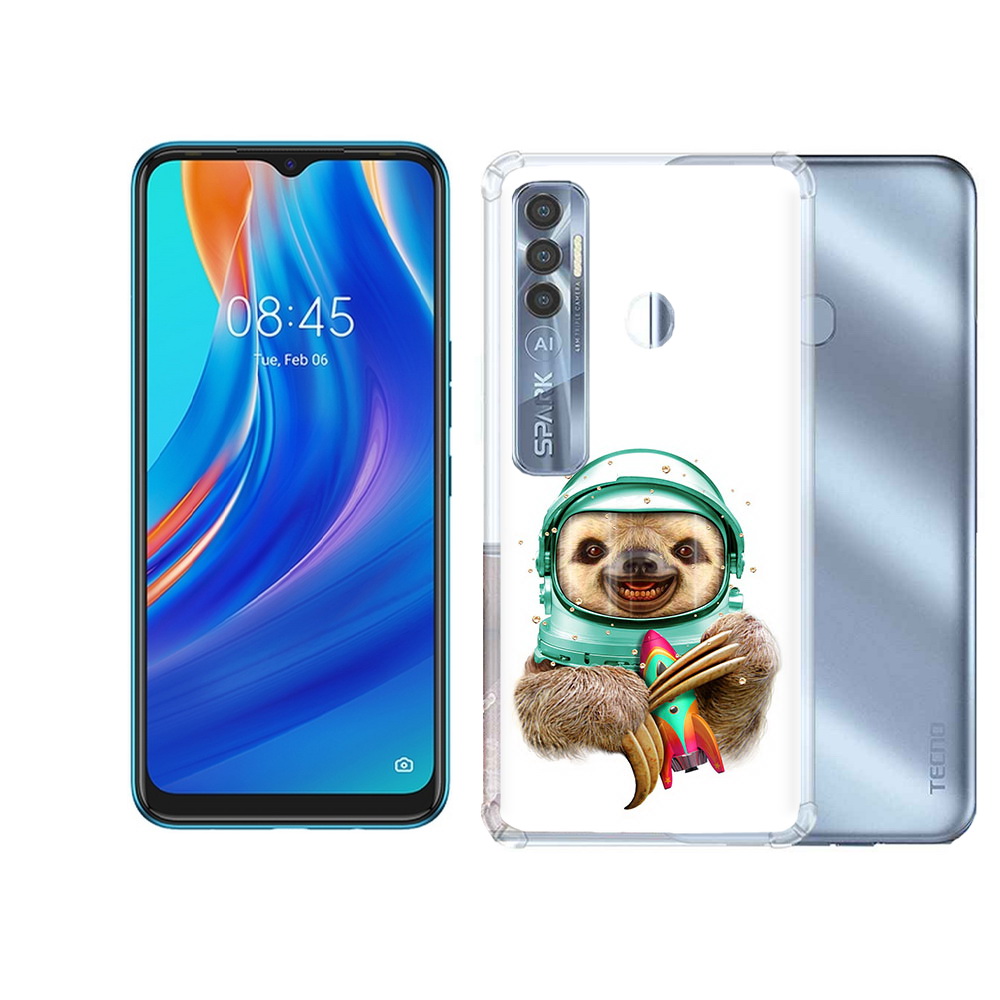 

Чехол MyPads Tocco для Tecno Spark 7 Pro Ленивец астронавт, Прозрачный, Tocco