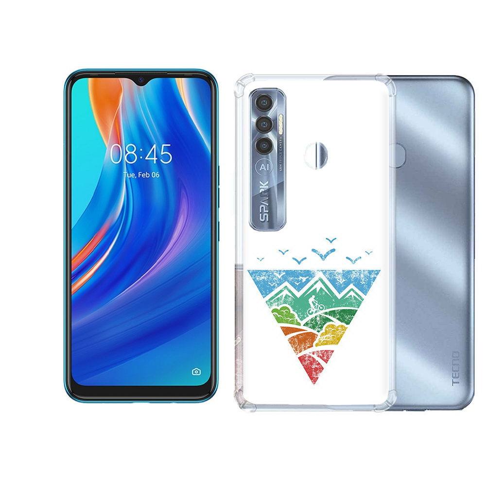 

Чехол MyPads Tocco для Tecno Spark 7 Pro Лес земля море чайки, Прозрачный, Tocco