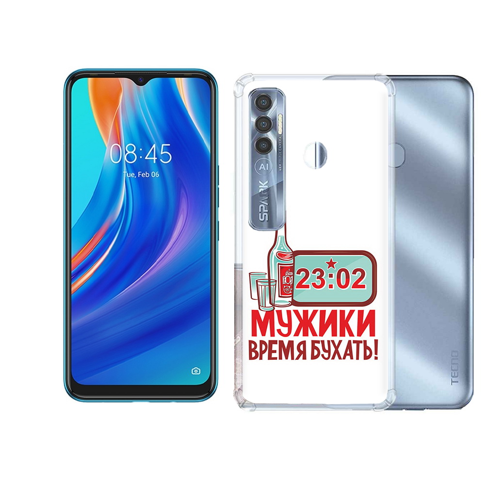 

Чехол MyPads Tocco для Tecno Spark 7 Pro 23 февраля время пить!, Прозрачный, Tocco