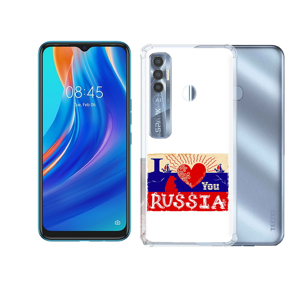 

Чехол MyPads Tocco для Tecno Spark 7 Pro Люблю Россию, Прозрачный, Tocco