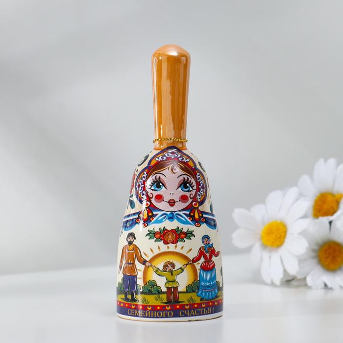 

Колокольчик "Матрешка большая с ручкой", семейного счастья, 13 см