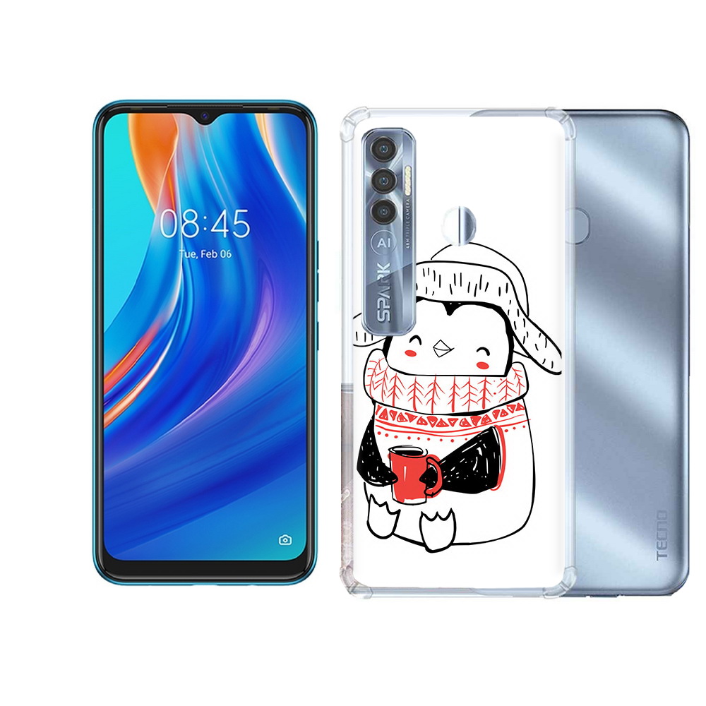 

Чехол MyPads Tocco для Tecno Spark 7 Pro Милый пингвин, Прозрачный, Tocco