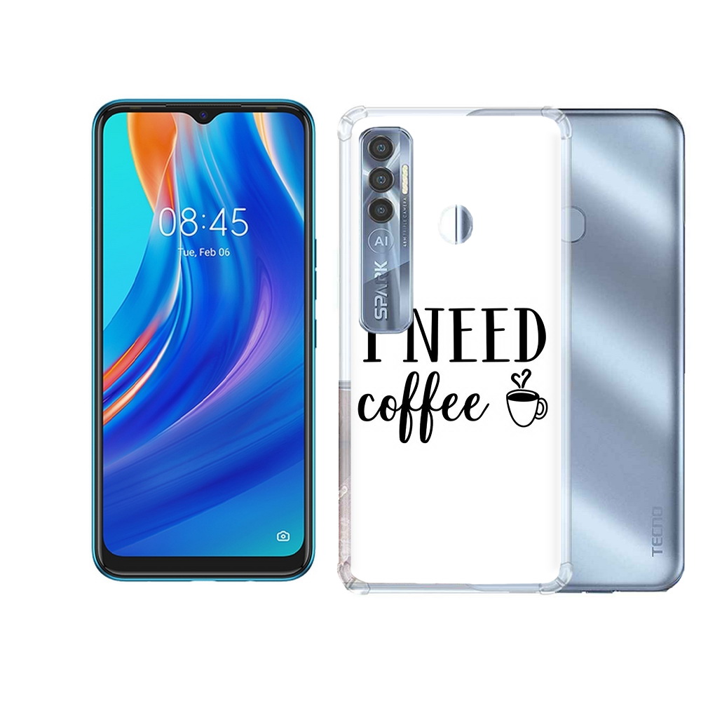 

Чехол MyPads Tocco для Tecno Spark 7 Pro Мне нужен кофе, Прозрачный, Tocco