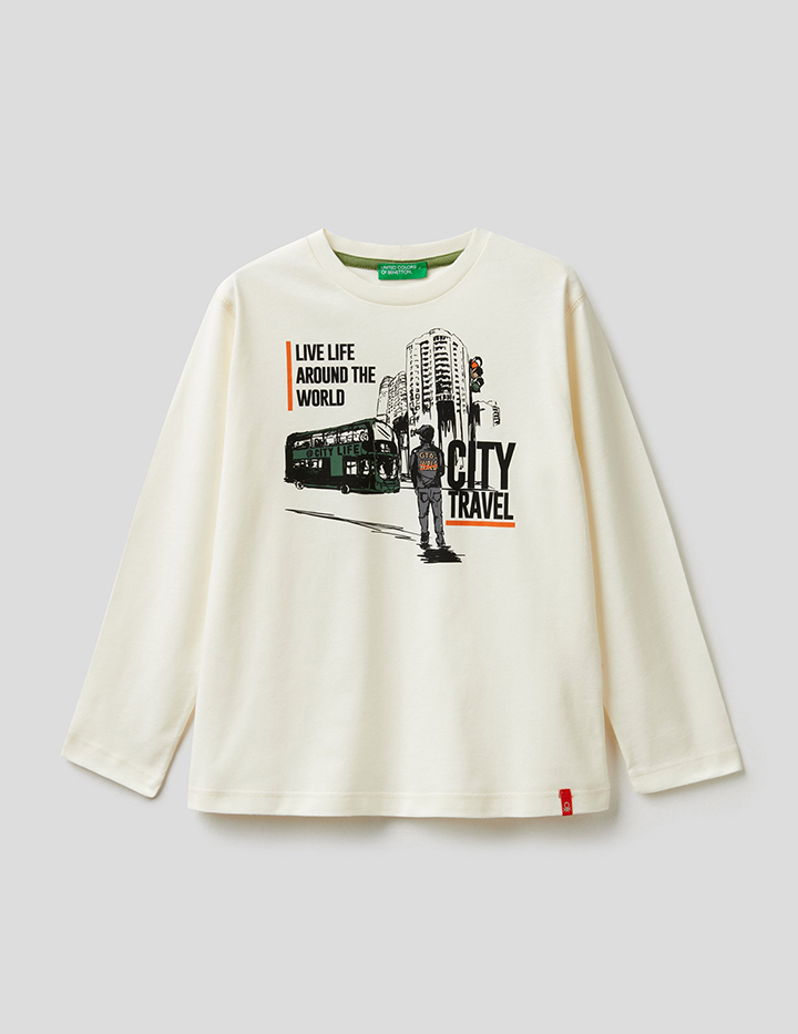 

Лонгслив для мальчиков Benetton цв. желтый р.110, 21A_3ATNC15EM