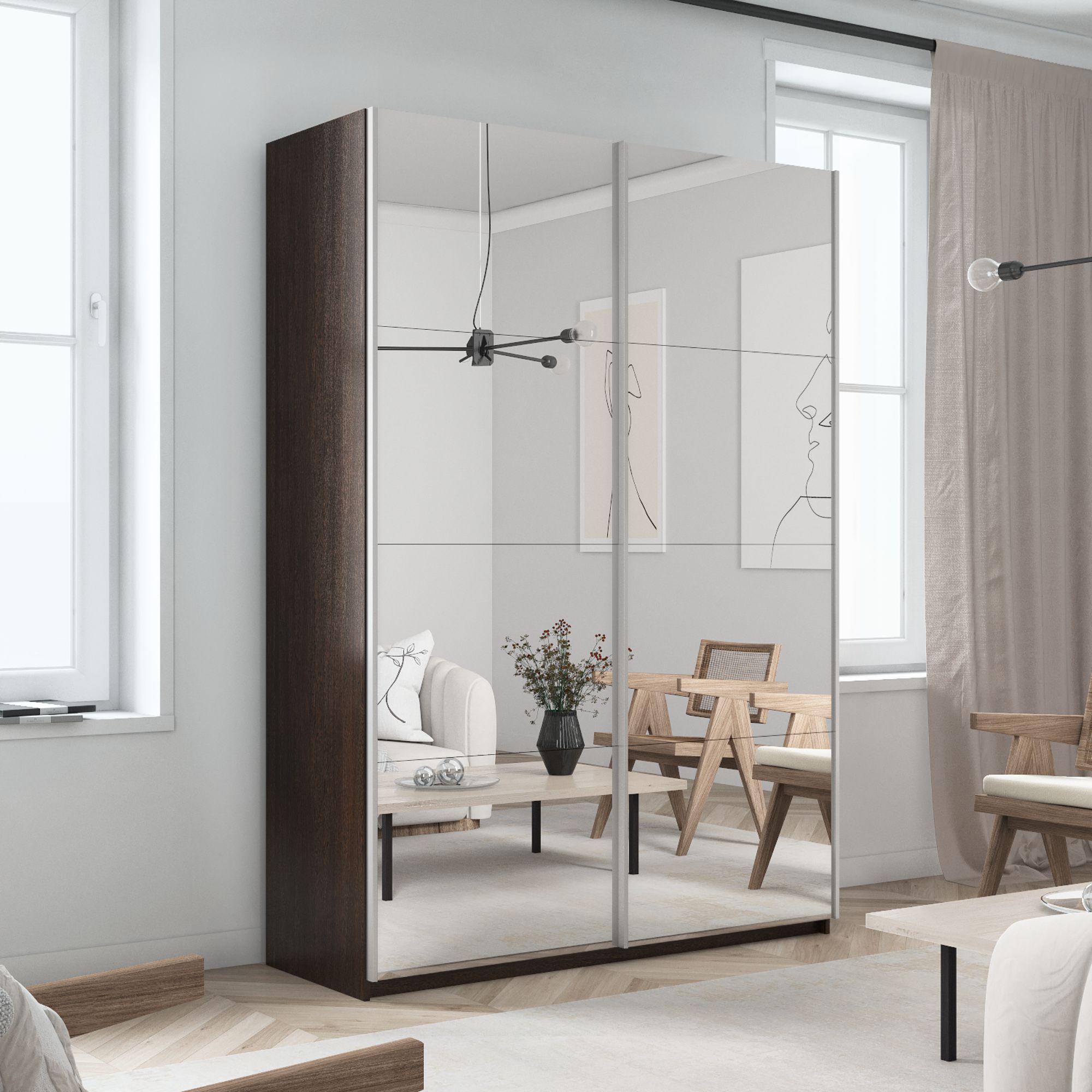 

Шкаф-купе Прайм Зеркало/Зеркало, 160х57х230 Е1 1PZZ_160_V, Коричневый, Прайм Зеркало/Зеркало