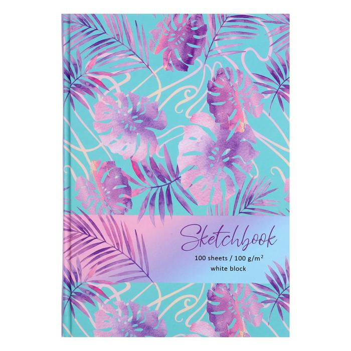 

Скетчбук BG А5, 100 л Monstera leaves, твёрдая обложка, матовая, белый блок 100 г/м2