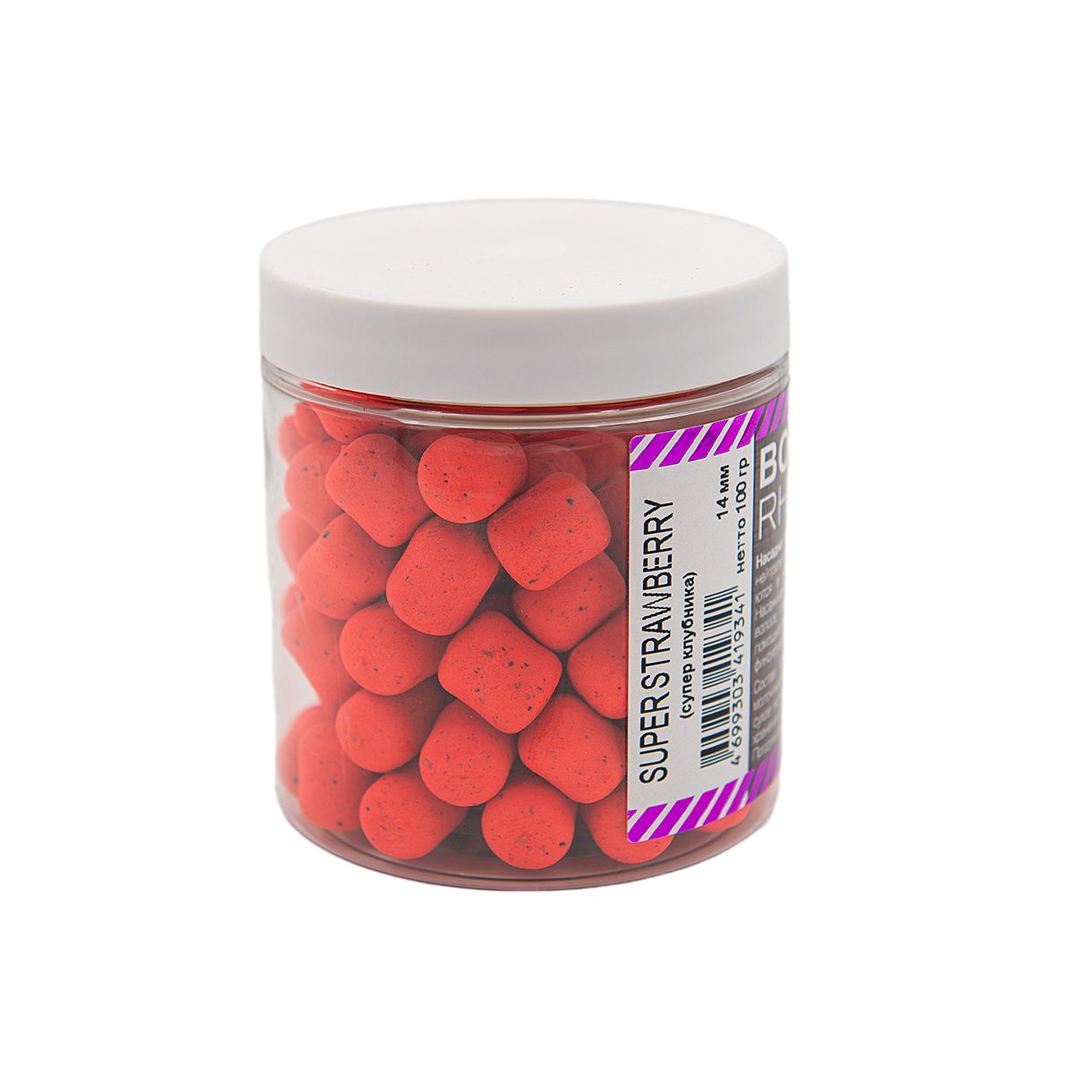 Бойлы RHINO BAITS Balanced Wafters Super Strawberry (супер клубника), 14 мм, 100 грамм