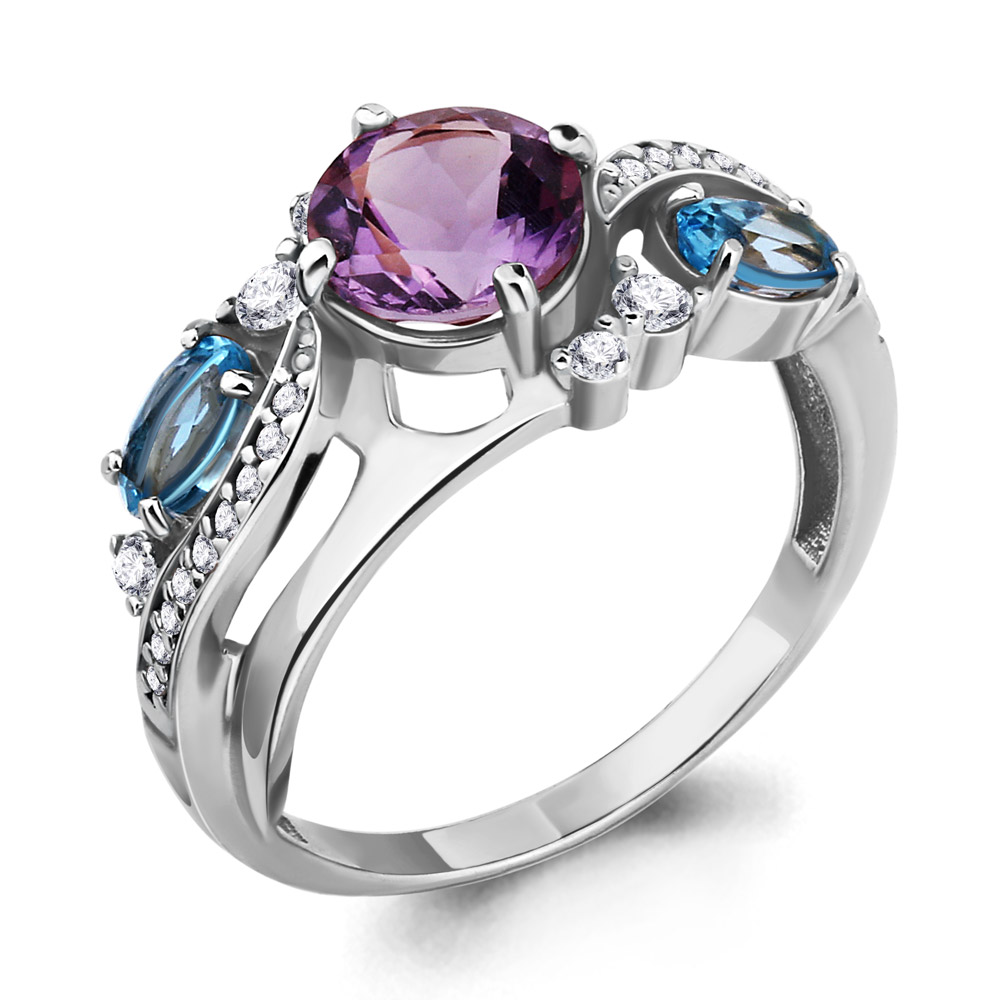 

Кольцо из серебра р.  Aquamarine 6906930А, топаз/аметист/фианит, 6906930А_925_р