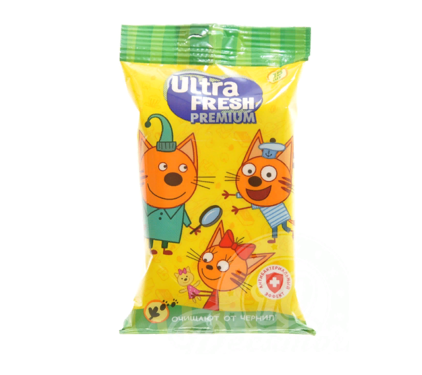 Салфетки влажные Ultra Fresh Premium Три кота 15 шт.