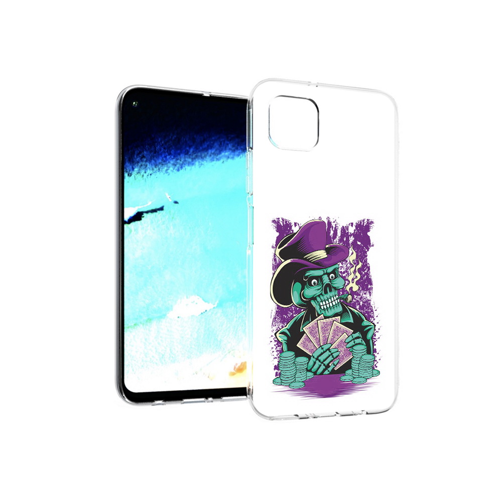 

Чехол MyPads Tocco для Huawei Nova 6 SE зеленый череп с картами, Прозрачный, Tocco