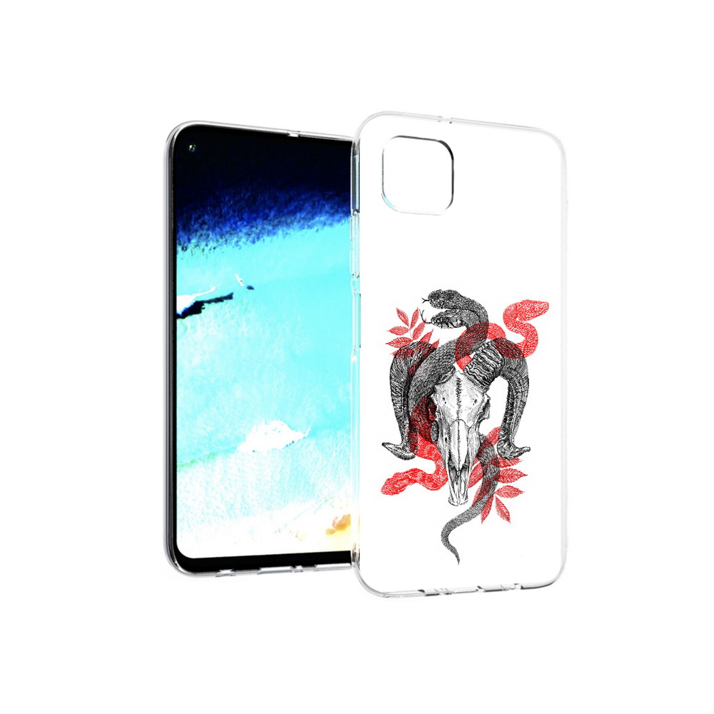 

Чехол MyPads Tocco для Huawei Nova 6 SE змея в черепе рисунок, Прозрачный, Tocco