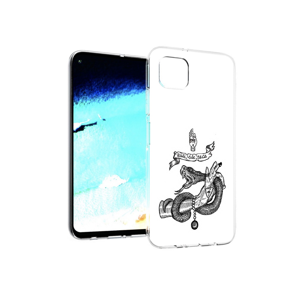 

Чехол MyPads Tocco для Huawei Nova 6 SE змея на руке рисунок, Прозрачный, Tocco