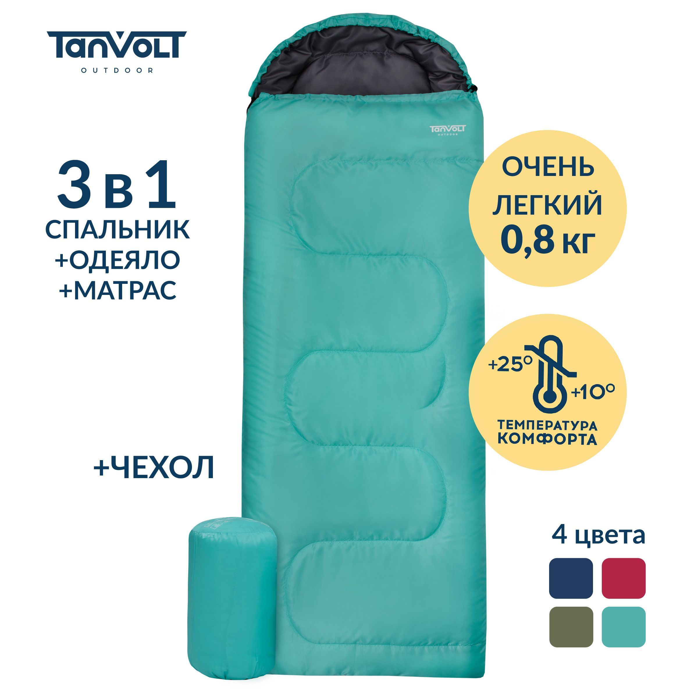 Спальный мешок с подголовником Tanvolt Simple+Menthol правый