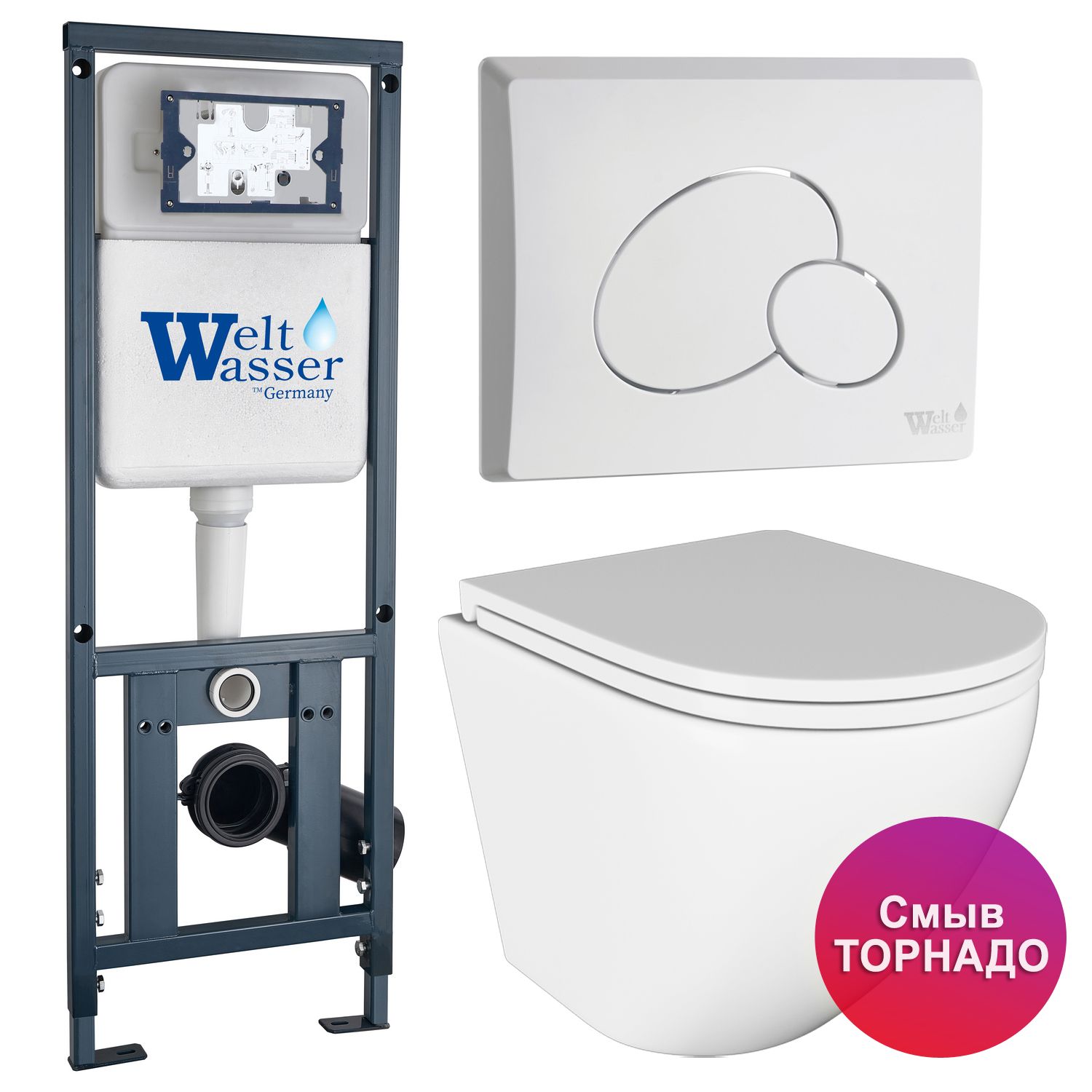 

Инсталляция Weltwasser Mar 410+Кнопка Mar 410RD GL-WT бел+StellaT JK1101010 белый унитаз, Marberg JKS110410RGW