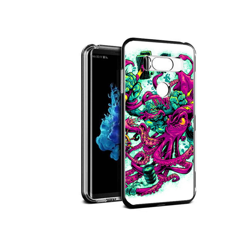 

Чехол MyPads Tocco для LG V30S фиолетовый кракен, Прозрачный, Tocco