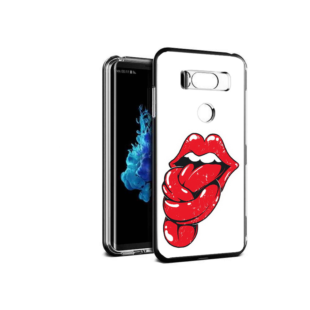 

Чехол MyPads Tocco для LG V30S яркие губы с языком, Прозрачный, Tocco