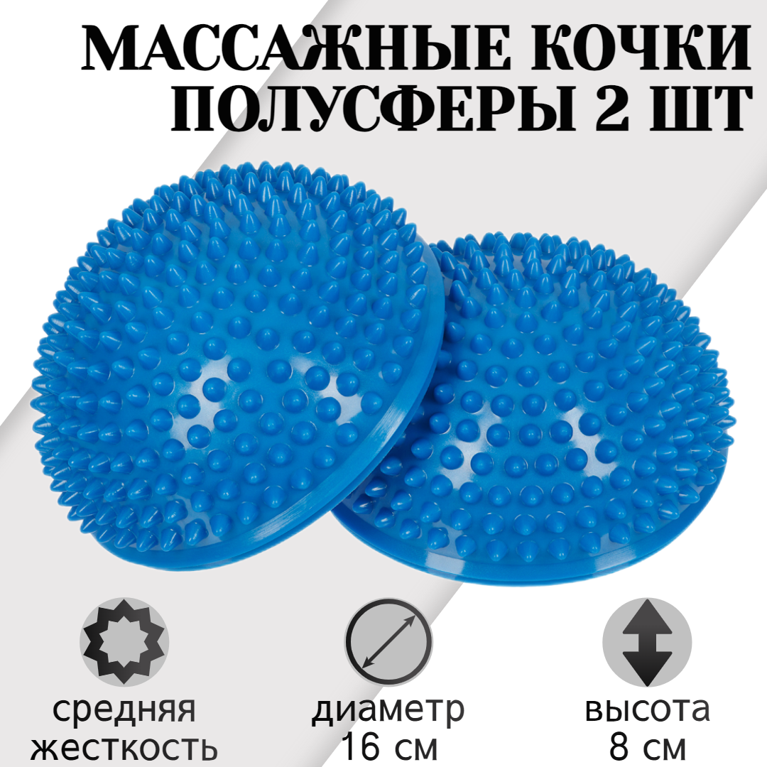 

Массажные балансировочные полусферы STRONG BODY, 2 шт, d 16 см, синие, Синий, 1232