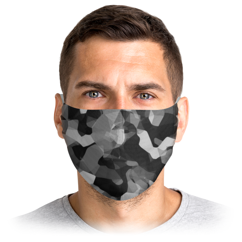

Многоразовая маска Printio Polygon black серая M, Polygon black