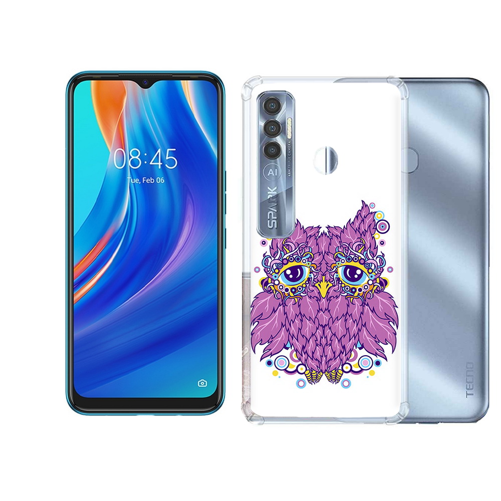 

Чехол MyPads Tocco для Tecno Spark 7 Pro Розовая сова, Прозрачный, Tocco
