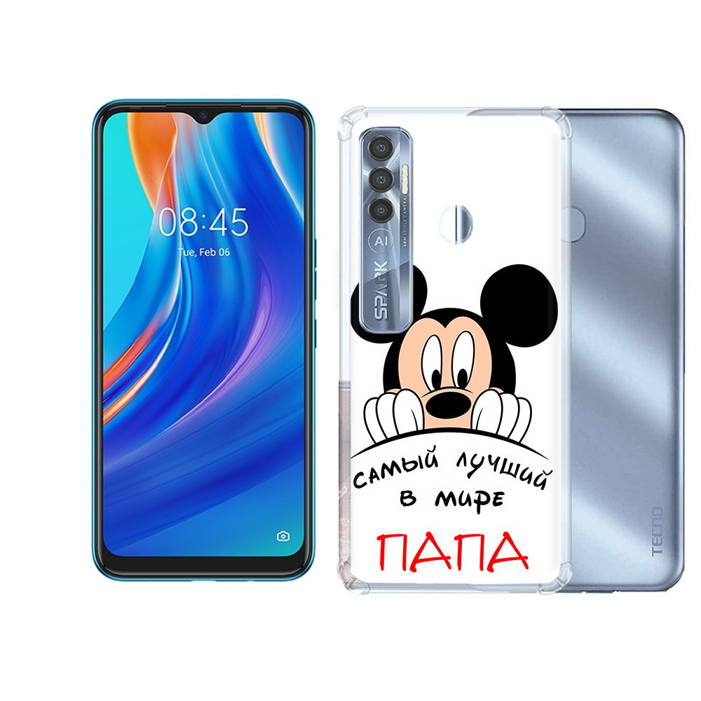 

Чехол MyPads Tocco для Tecno Spark 7 Pro Самай лучший папа Микки Маус, Прозрачный, Tocco