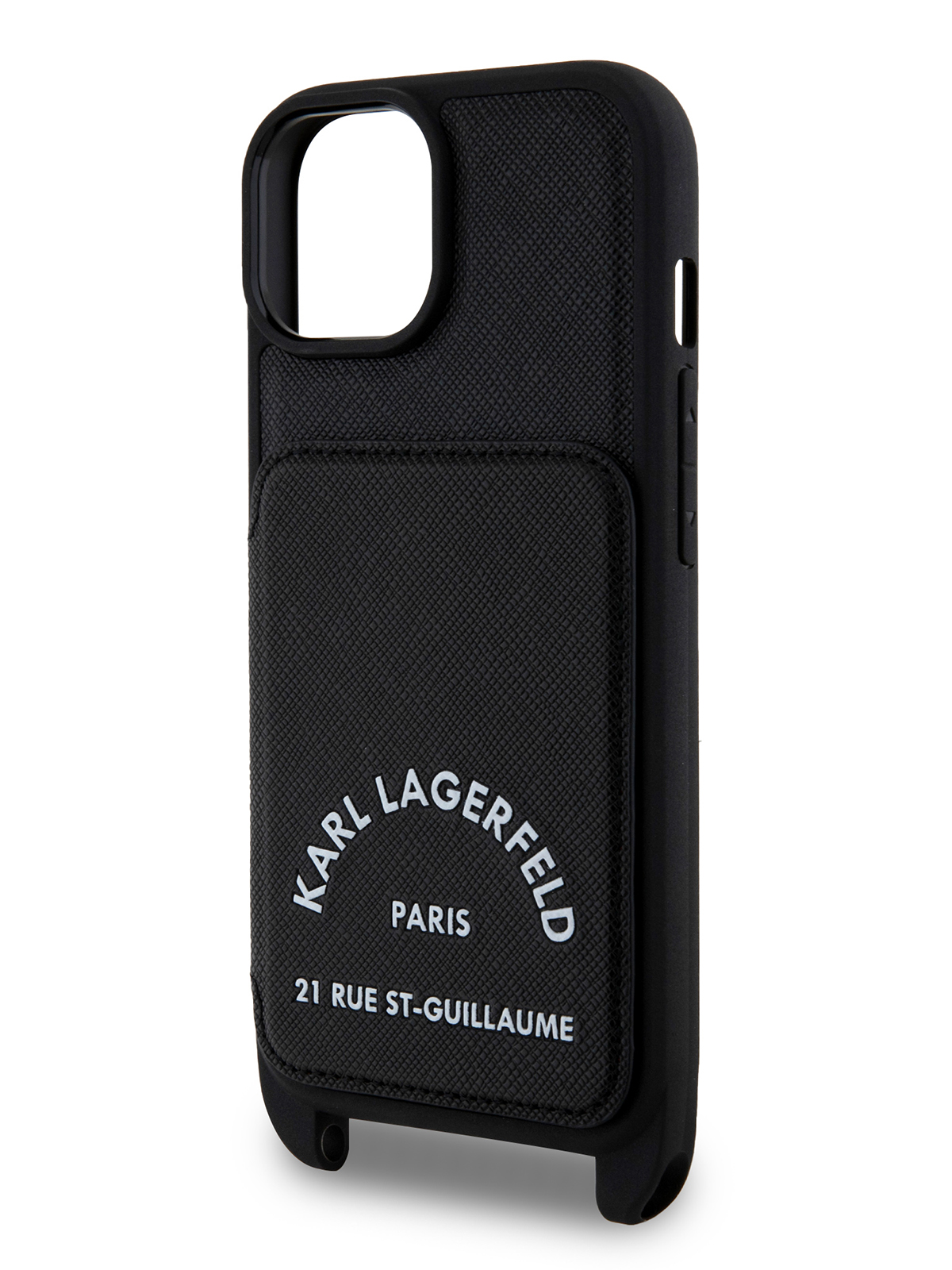 Чехол Karl Lagerfeld для iPhone 15 с карманом для карт и ремнем RSG Hard Black