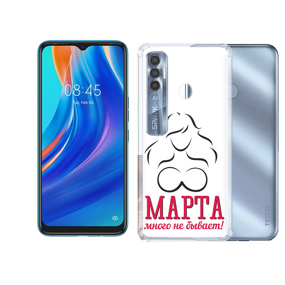 

Чехол MyPads Tocco для Tecno Spark 7 Pro 8 марта много не бывает, Прозрачный, Tocco