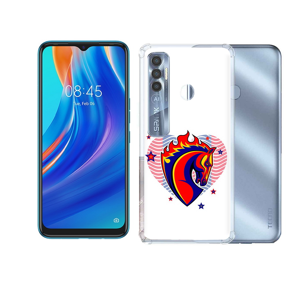 

Чехол MyPads Tocco для Tecno Spark 7 Pro ФК ЦСЛ Лошадь, Прозрачный, Tocco
