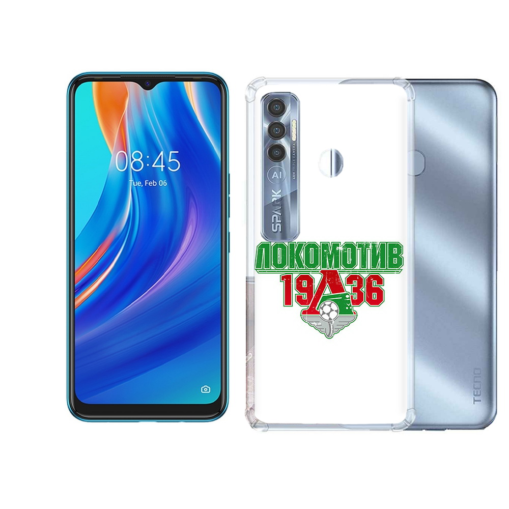 

Чехол MyPads Tocco для Tecno Spark 7 Pro ФК локомотив 1936, Прозрачный, Tocco