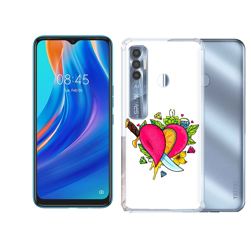 

Чехол MyPads Tocco для Tecno Spark 7 Pro Фруктовое сердце, Прозрачный, Tocco