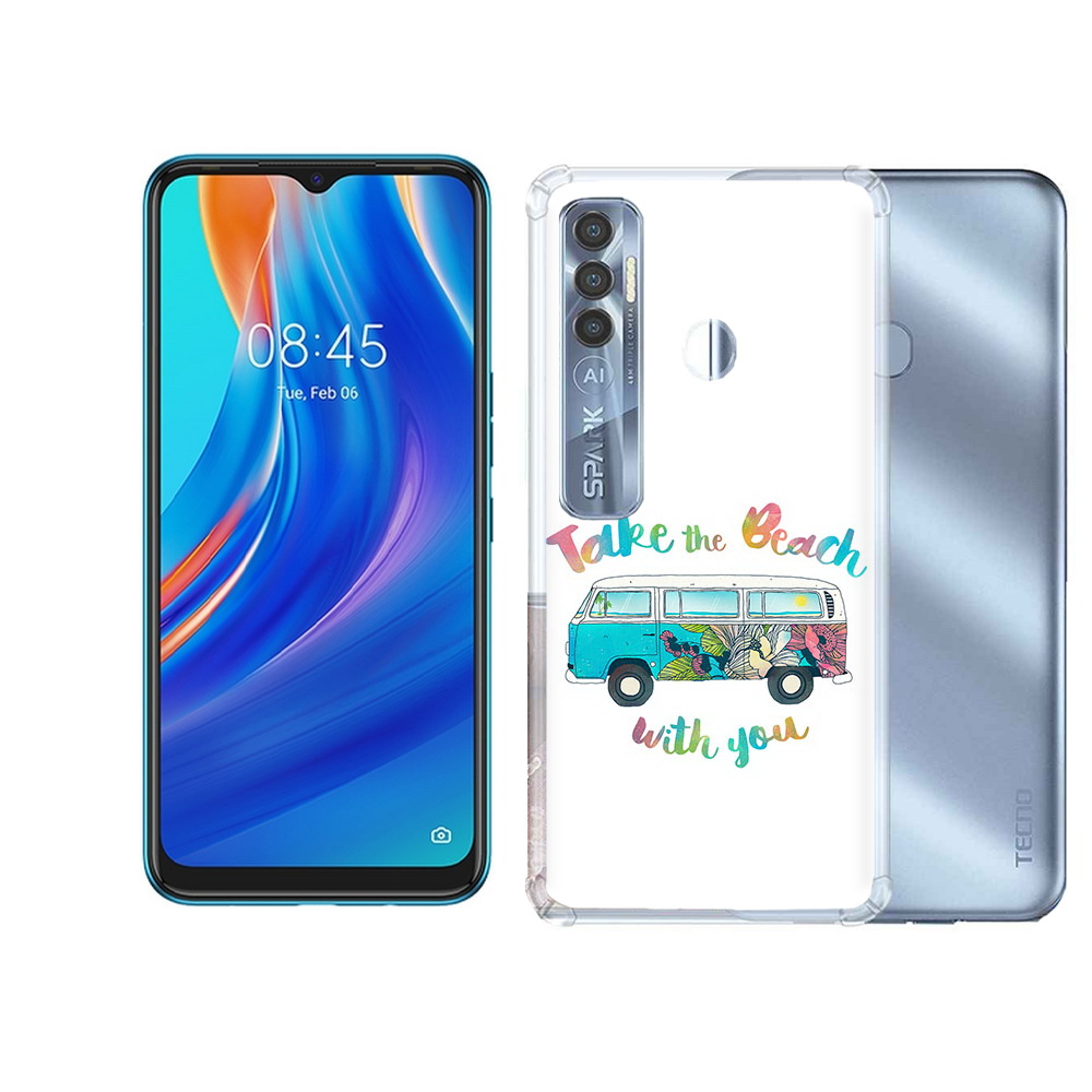 

Чехол MyPads Tocco для Tecno Spark 7 Pro Хиппи автобус, Прозрачный, Tocco