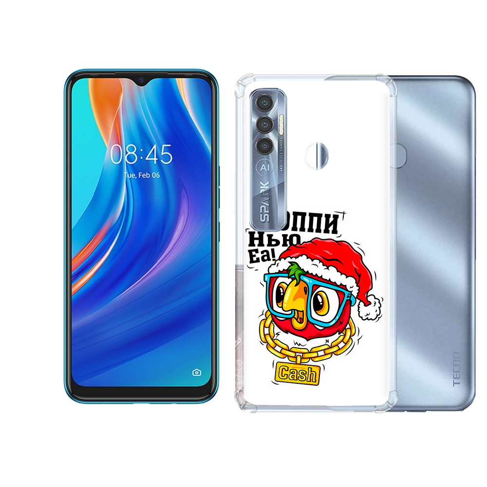 

Чехол MyPads Tocco для Tecno Spark 7 Pro Хэппи нью еа, Прозрачный, Tocco
