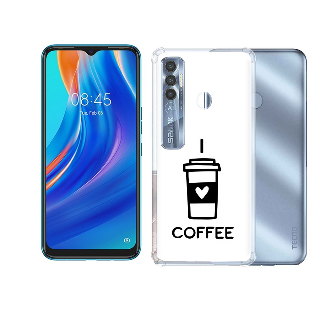 

Чехол MyPads Tocco для Tecno Spark 7 Pro Я люблю кофе, Прозрачный, Tocco