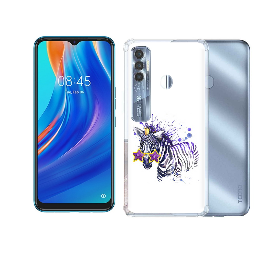 

Чехол MyPads Tocco для Tecno Spark 7 Pro акварельная зебра, Прозрачный, Tocco